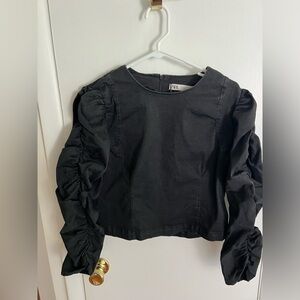 ZARA The Joycee Blouse Denim Long Sleeve